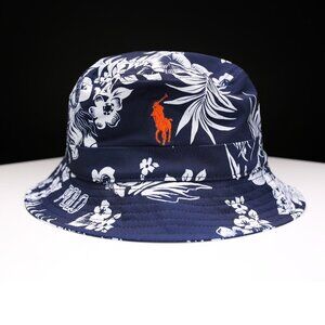 NWT Polo Ralph Lauren Floral Bucket Hat – Navy Hawaiian Aloha Print, Sz S/M